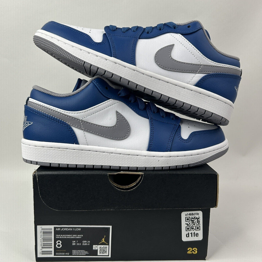 Nike Air Jordan 1 Retro Low “True Blue/Cement Grey” 553558-412 Men’s 8 New