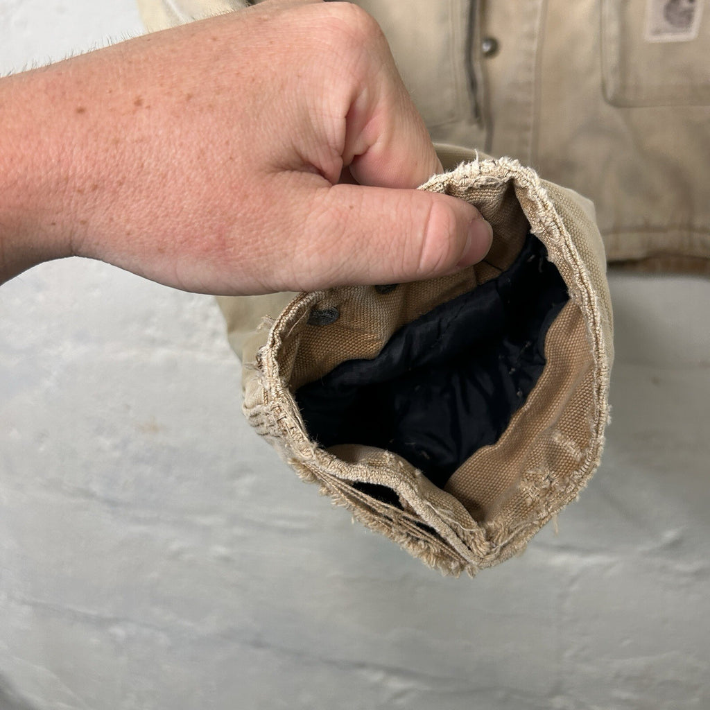 Vintage Carhartt Wool-Lined Cropped Duster Coat “Sand” Men’s Small