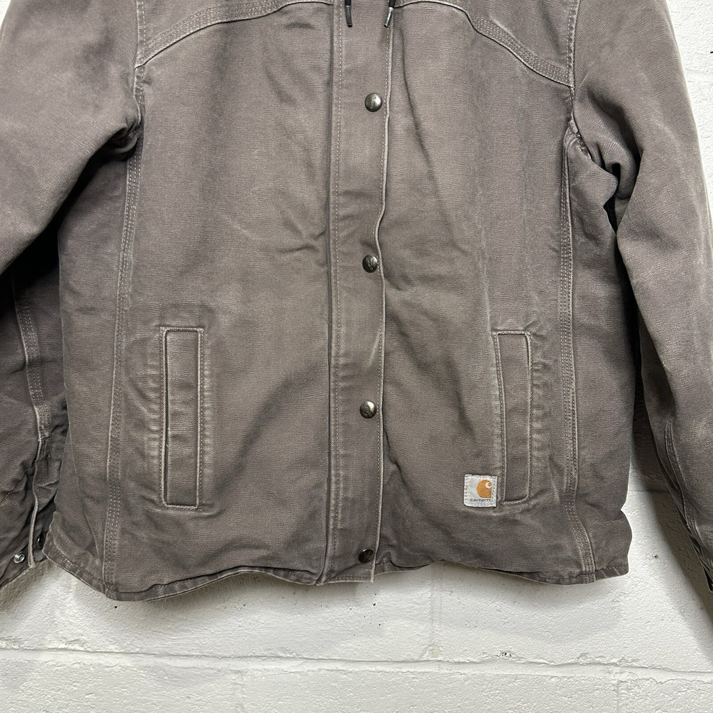 Y2K Carhartt Sherpa-Lined Sandstone Berkley Jacket “Taupe Grey” 100657-032