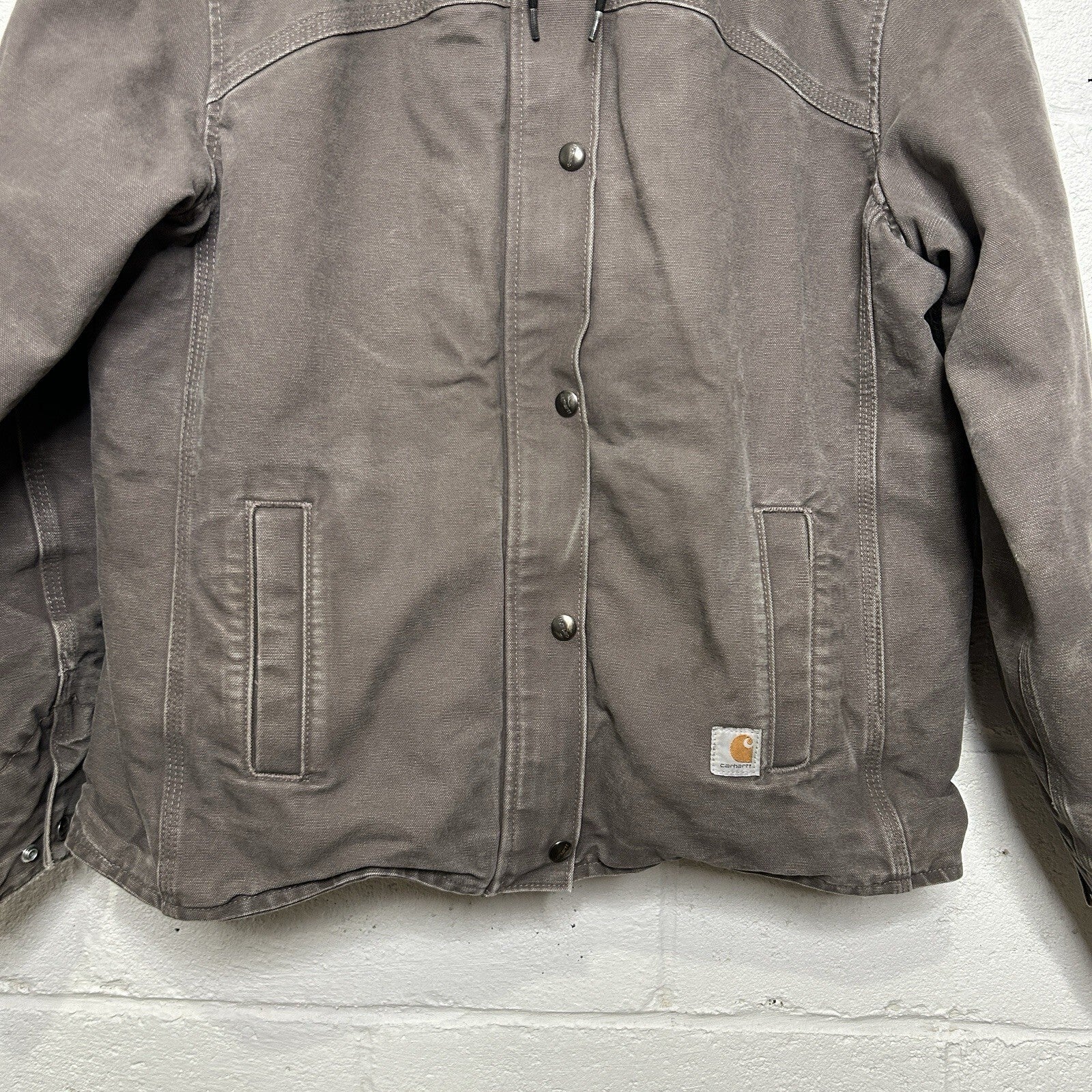Y2K Carhartt Sherpa-Lined Sandstone Berkley Jacket “Taupe Grey” 100657-032