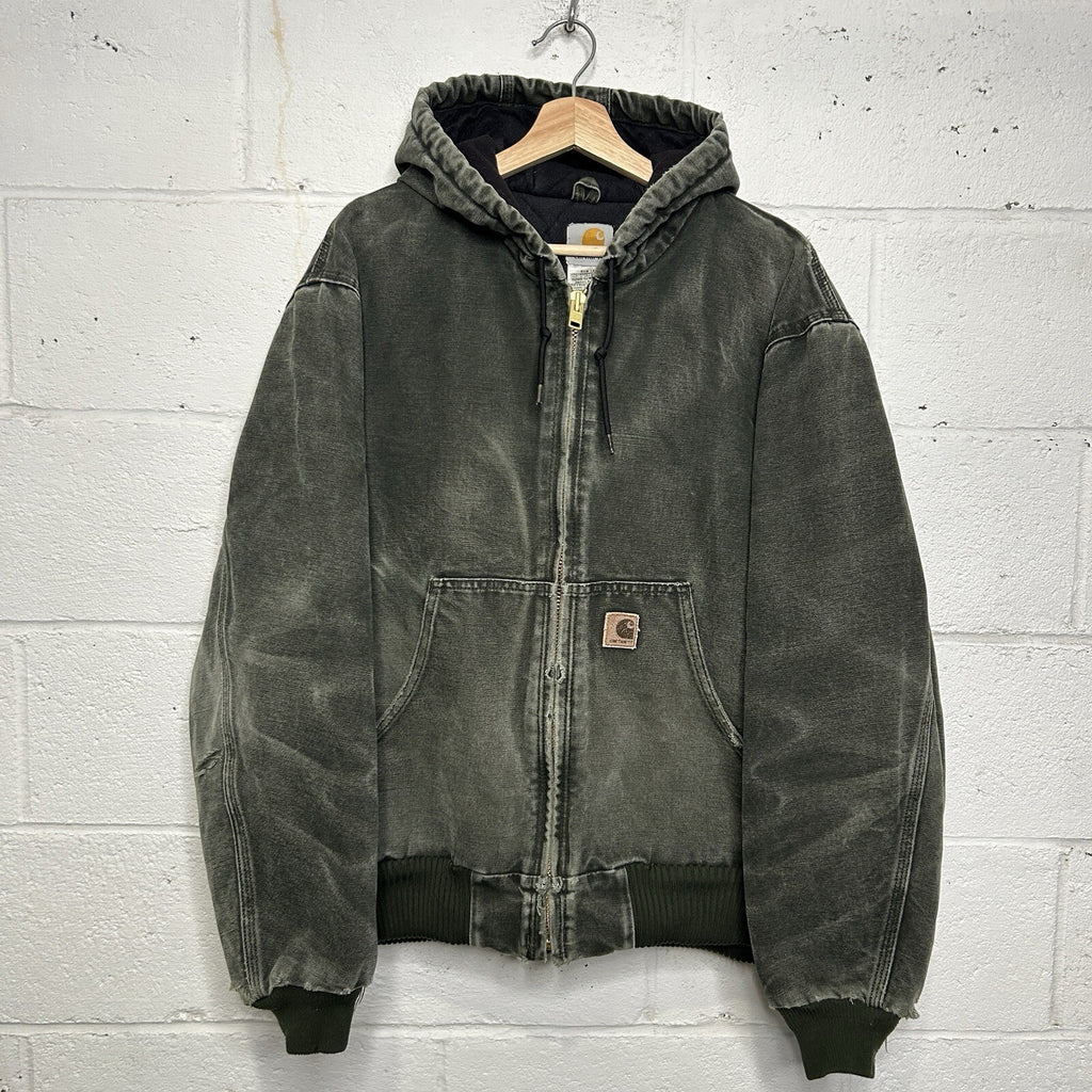 Vintage Carhartt Quilted Hooded Active Jacket “Moss Green” J130 MOS Men’s Large