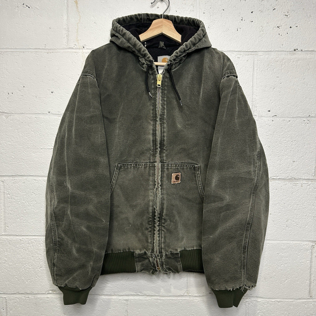 Vintage Carhartt Quilted Hooded Active Jacket “Moss Green” J130 MOS Men’s Large