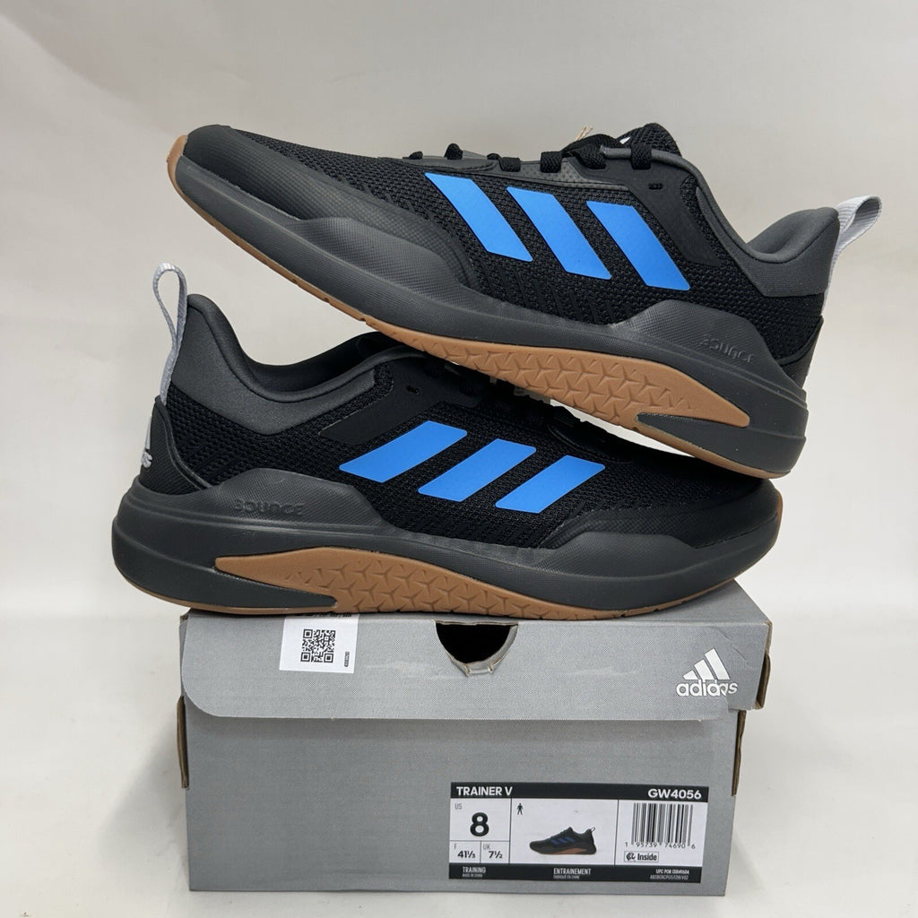 Adidas Trainer V “Black Pulse Blue Gum” Athletic Sneakers GW4056 Men’s 8 New