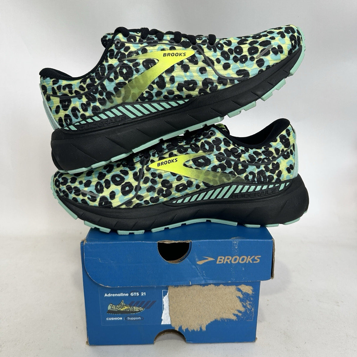 Brooks Adrenaline GTS 21 “Black Nightlife/Cheetah” Running Shoes Women’s 6 New