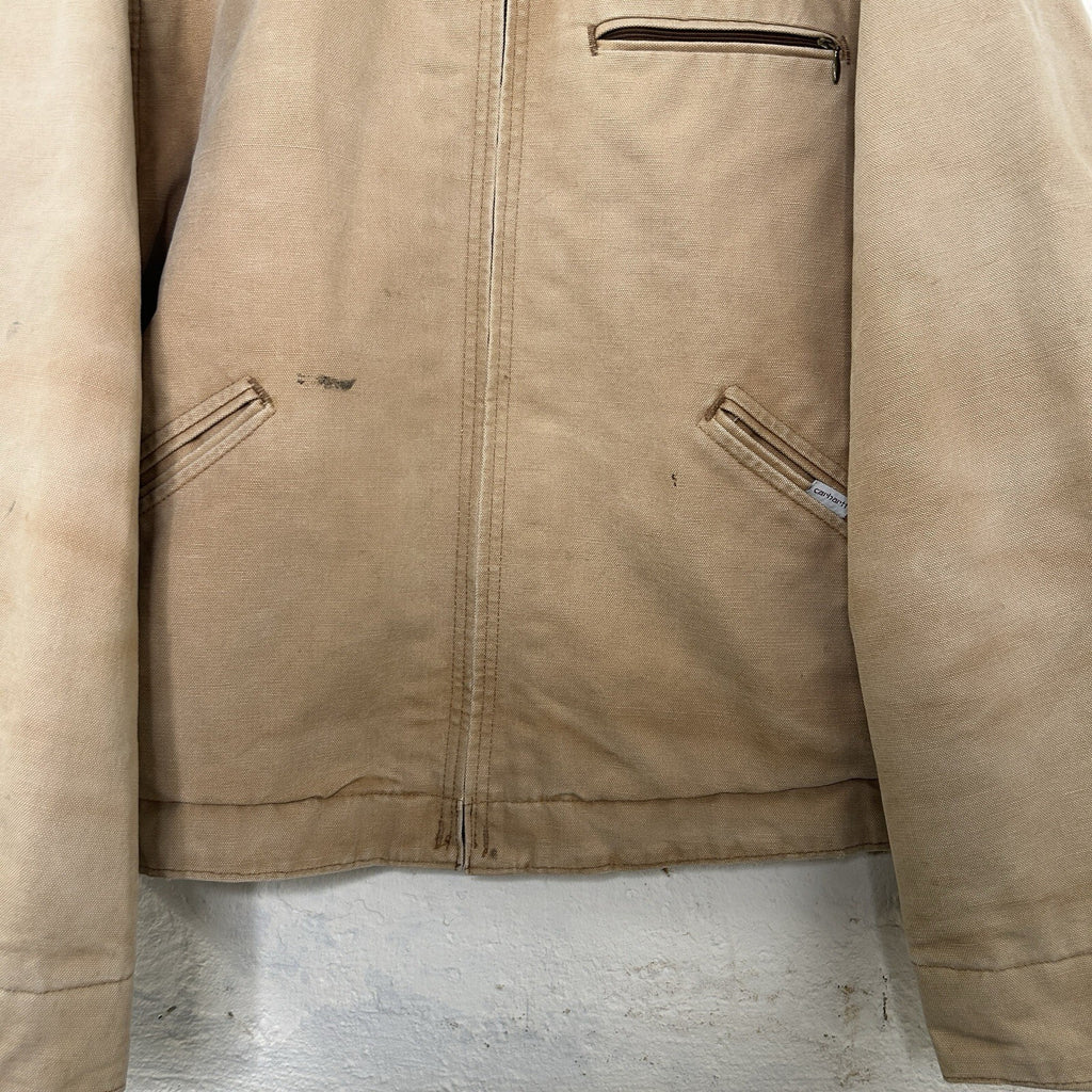 1989 Carhartt Faded Quilt-Lined Detroit Jacket “Tan” 6QLJ 100 Years Men’s Large