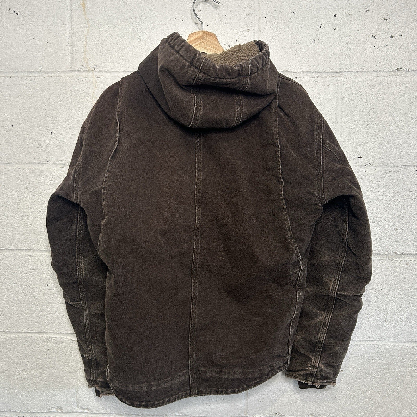 Vintage Carhartt Sherpa-Lined Hooded Detroit Jacket “Dark Brown” J141 DKB Small