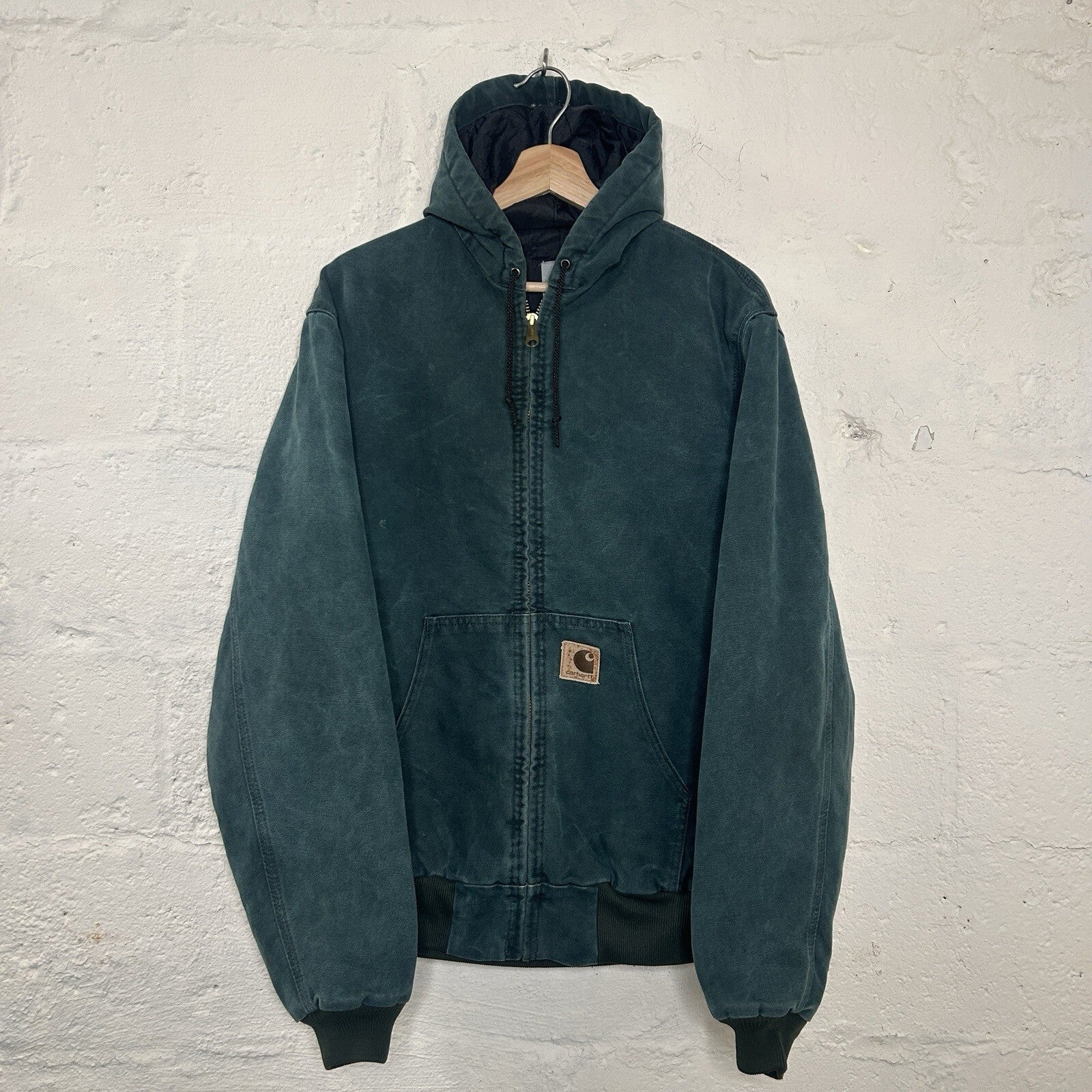 Vintage Carhartt Quilted Hooded Active Jacket “Hunter Green” J06 HTG Men’s Med