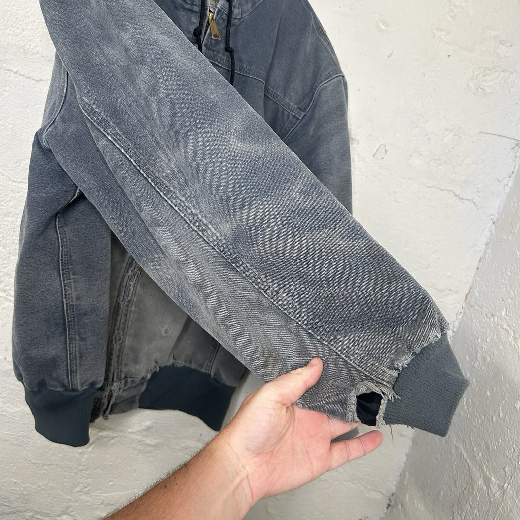 Thrashed Carhartt Quilted Hooded Active Jacket “Storm Blue” J244 STM Men’s XL
