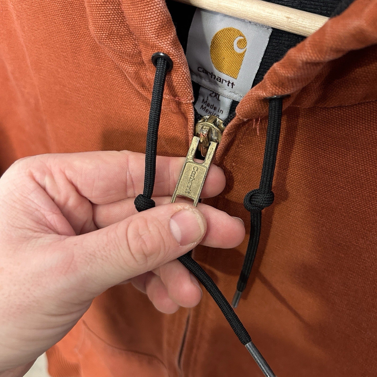 Y2K Carhartt Quilted Hooded Active Jacket “Red Orange” J130 RDO Mens 2XL
