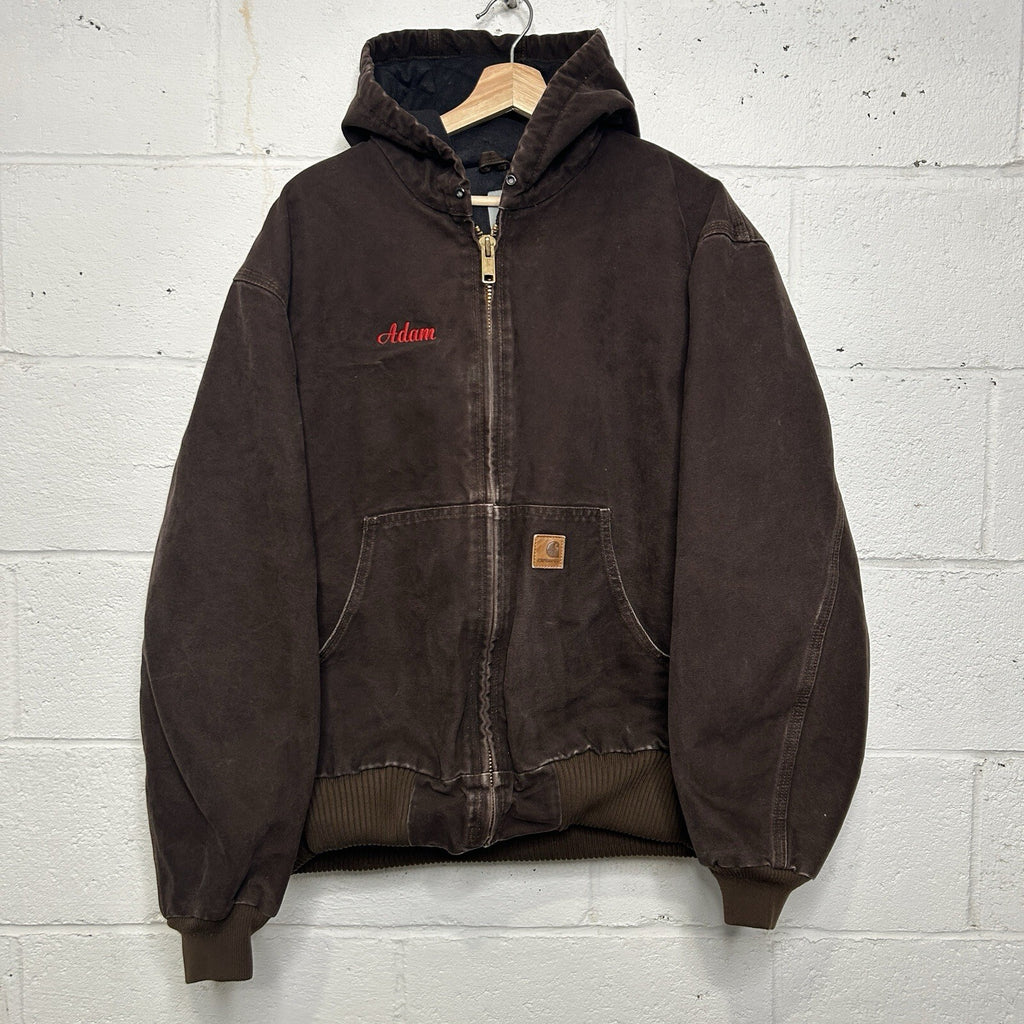 Vintage Carhartt Hooded Active Jacket “Dark Brown” J130 DKB Men’s Large Worn