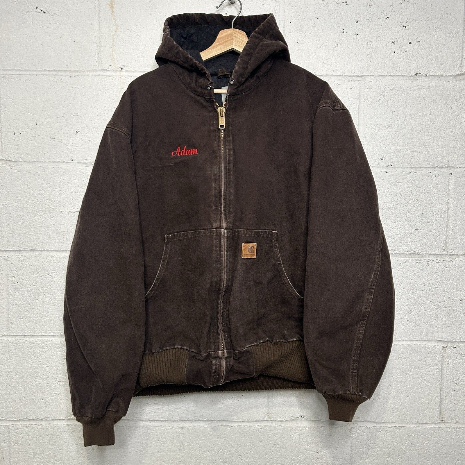 Vintage Carhartt Hooded Active Jacket “Dark Brown” J130 DKB Men’s Large Worn