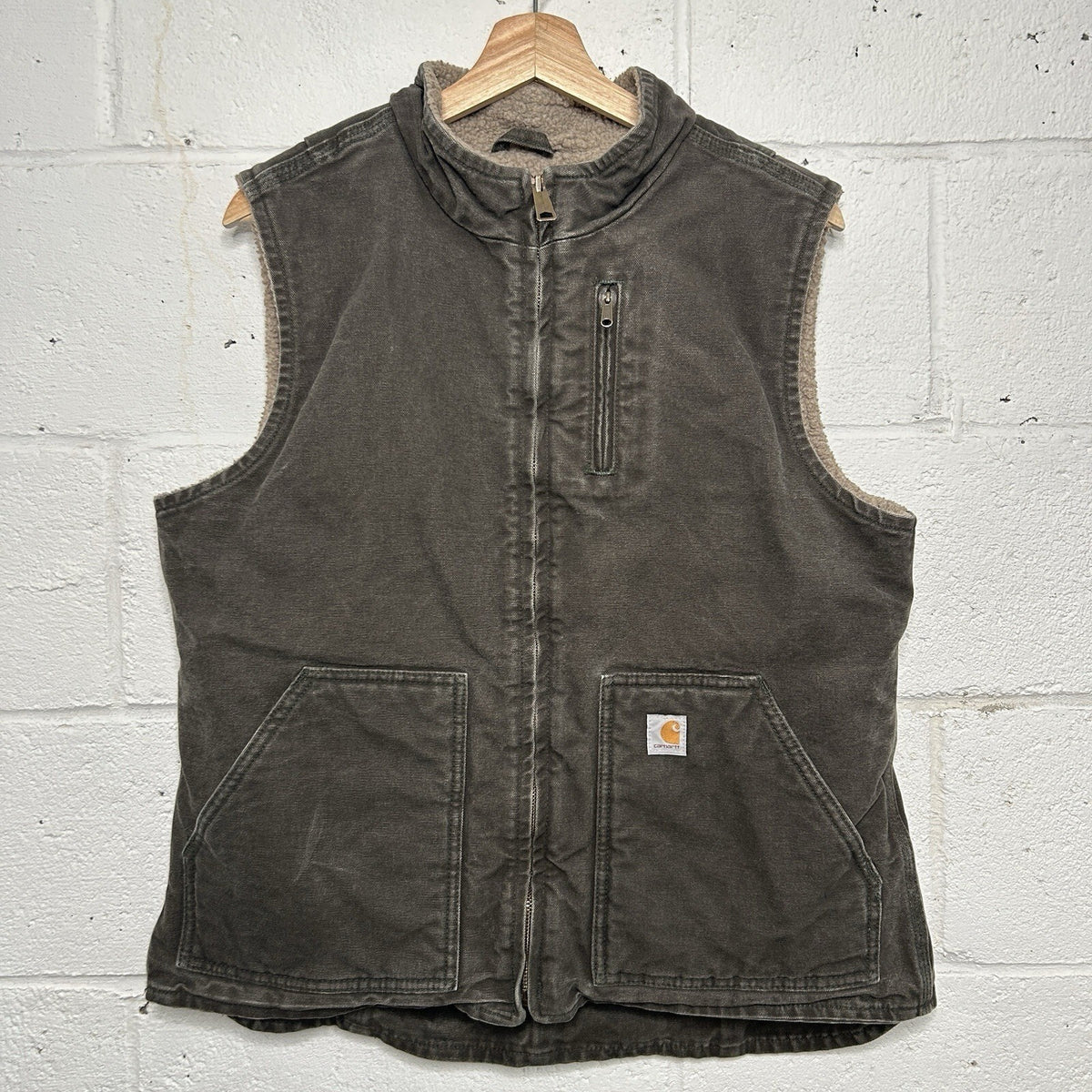Carhartt Sherpa-Lined Mock Neck Vest “Grey Green” WV001-383