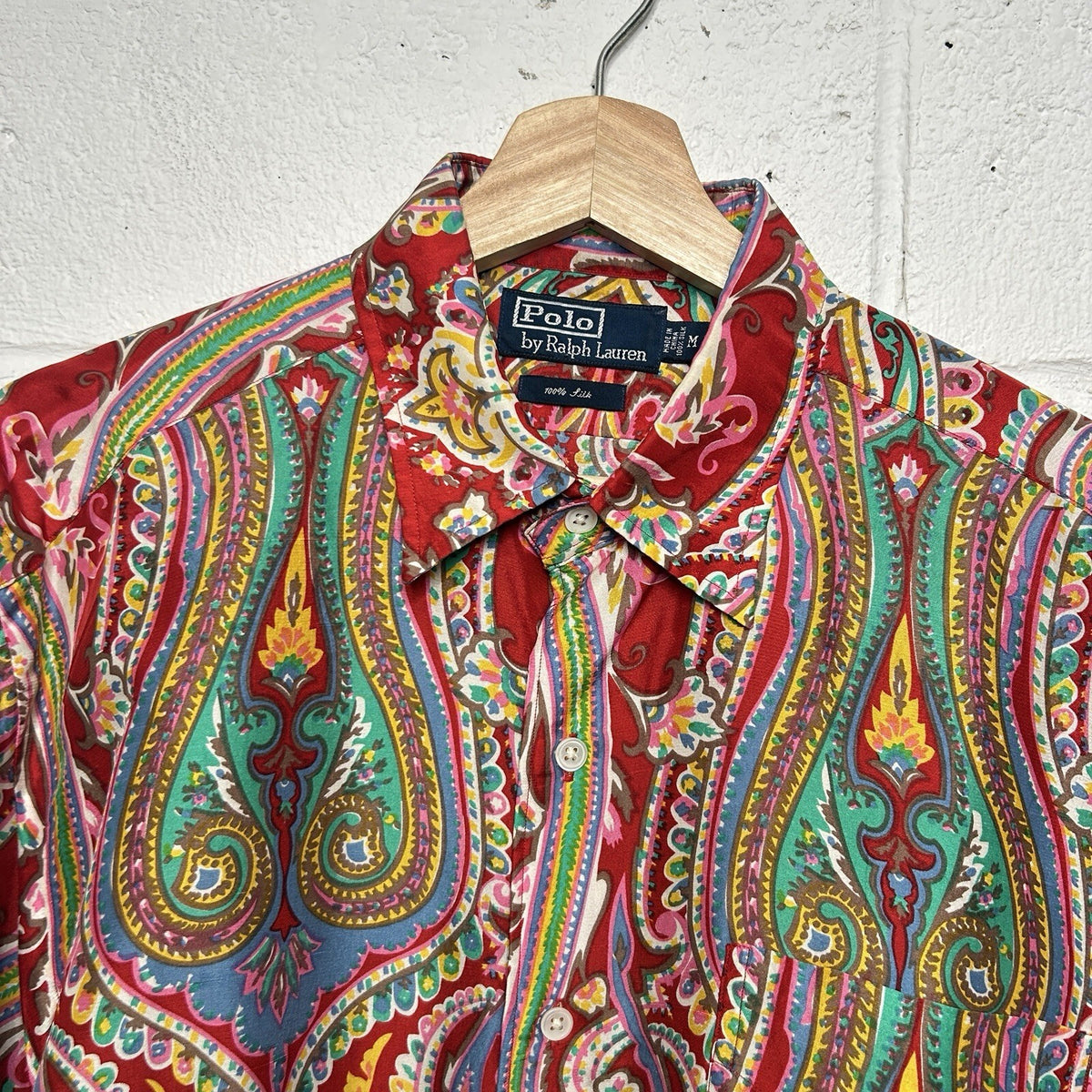 Vintage Polo Ralph Lauren 100% Silk Button-Down Shirt “Paisley” Men’s Medium