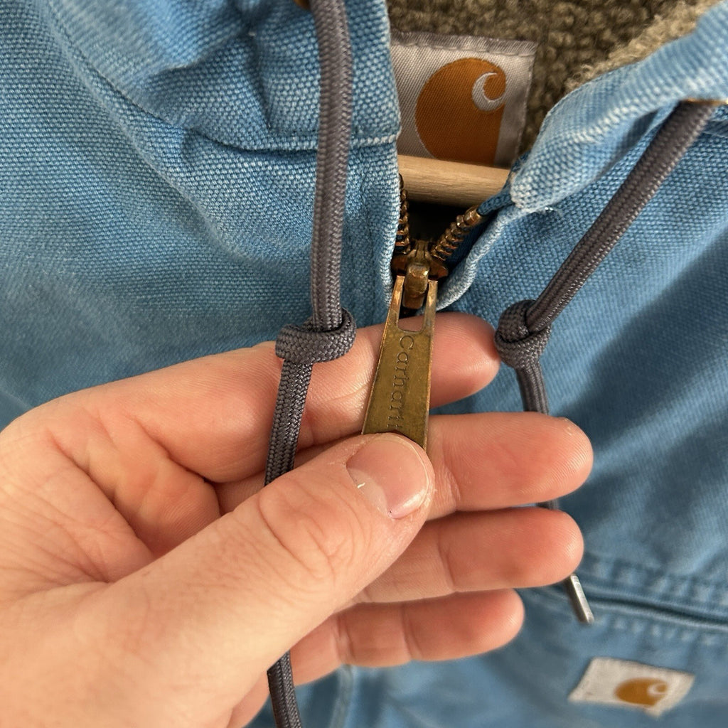 Y2K Carhartt Sherpa-Lined Hooded Detroit Jacket “Blue Topaz” WJ141 431 Women’s S