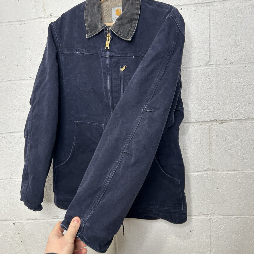 Y2K Carhartt Sandstone Sherpa-Lined Ridge Coat “Midnight Blue” C61 MDT Men’s S