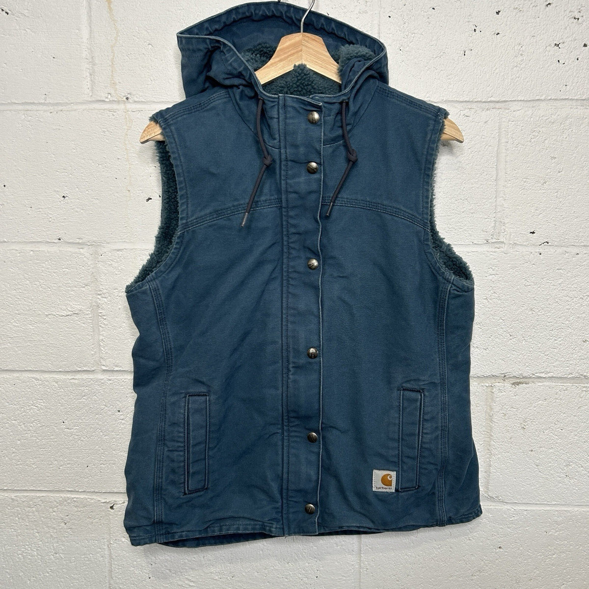 Carhartt Sherpa-Lined Berkley Hooded Vest “Dark Indigo”