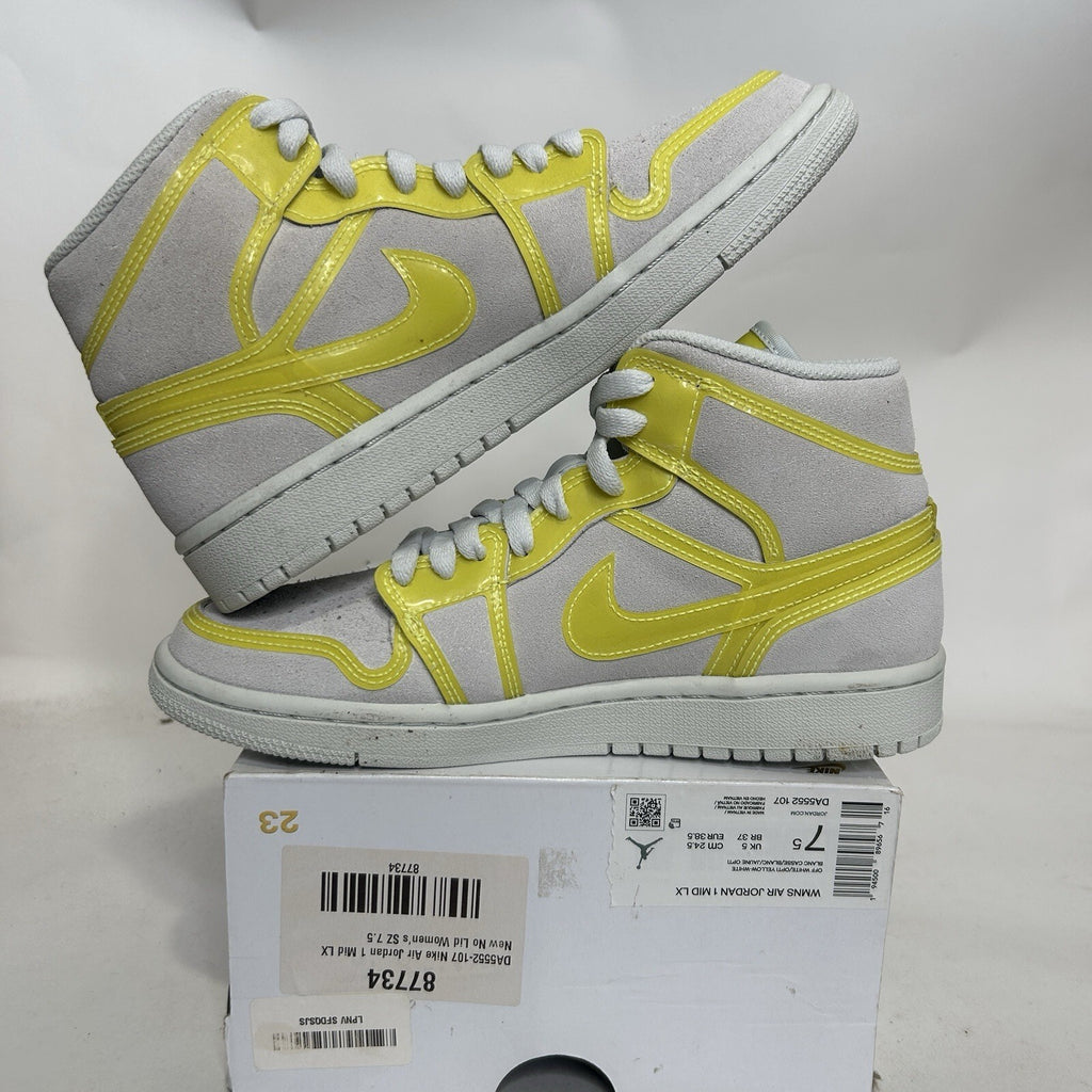 Nike Air Jordan 1 Mid LX “White Opti Yellow” Shoes DA5552-107 Women’s 7.5 New