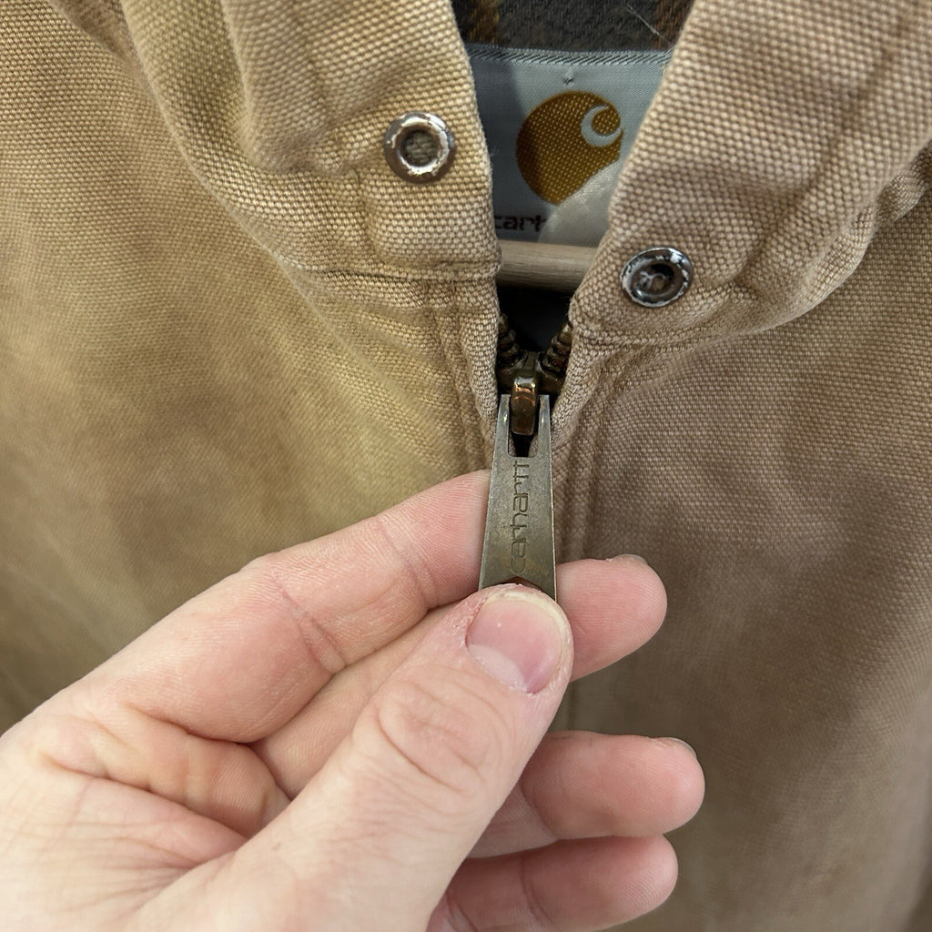 Vintage Carhartt Plaid-Lined Hooded Active Jacket “Brown” Men’s Small