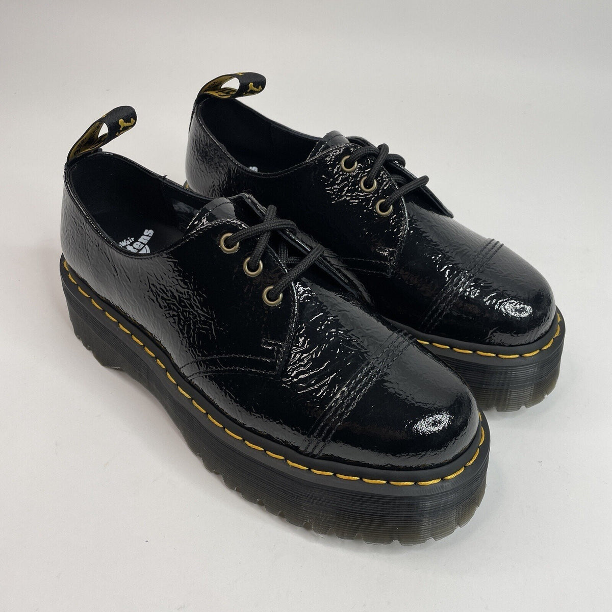 Doc Dr. Martens 1461 Quad TC “Black Patent Leather” Platform Oxford 9W/8M New