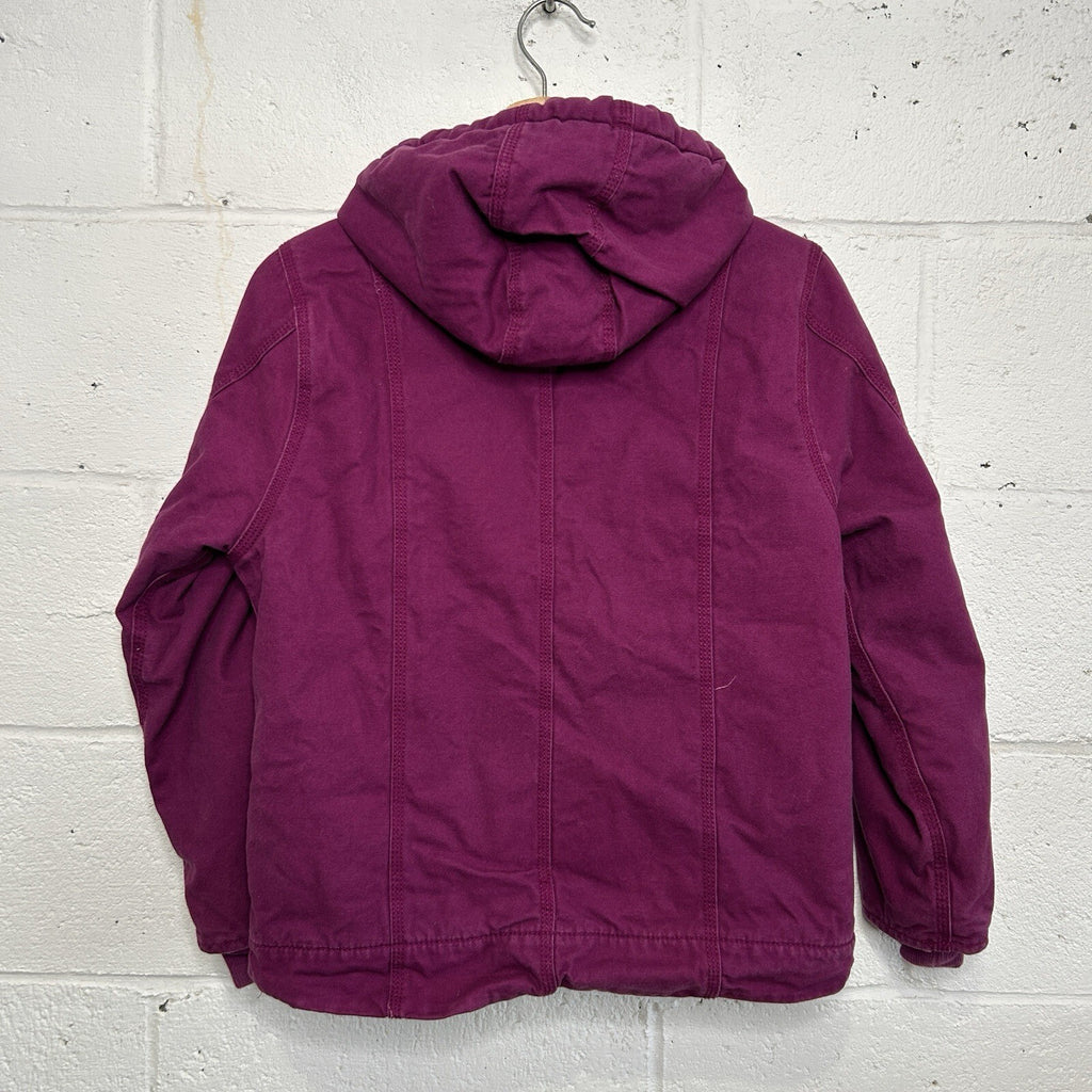 Y2K Carhartt Sherpa-Lined Hooded Detroit Jacket “Plum Purple” Youth L/Women’s XS