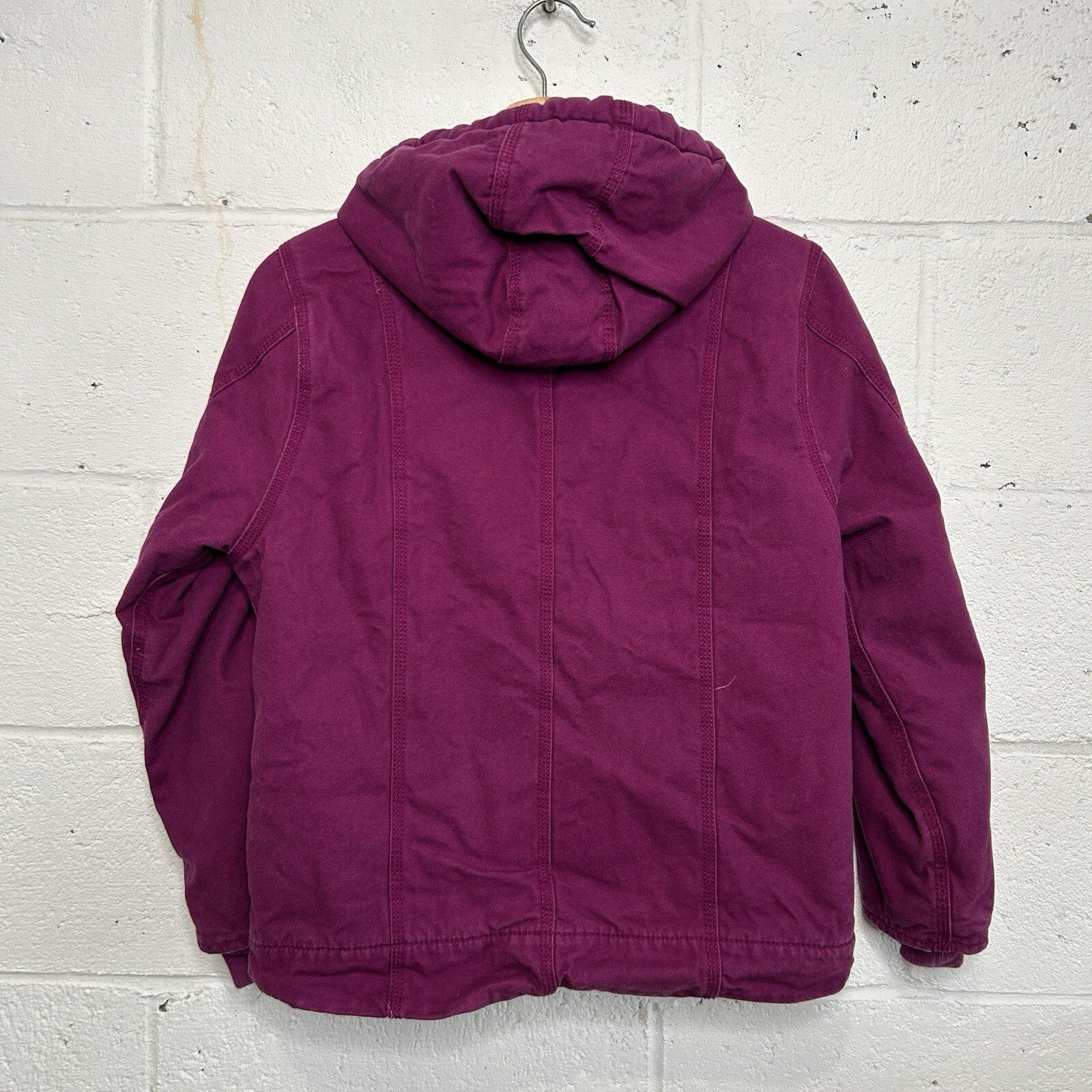 Y2K Carhartt Sherpa-Lined Hooded Detroit Jacket “Plum Purple” Youth L/Women’s XS