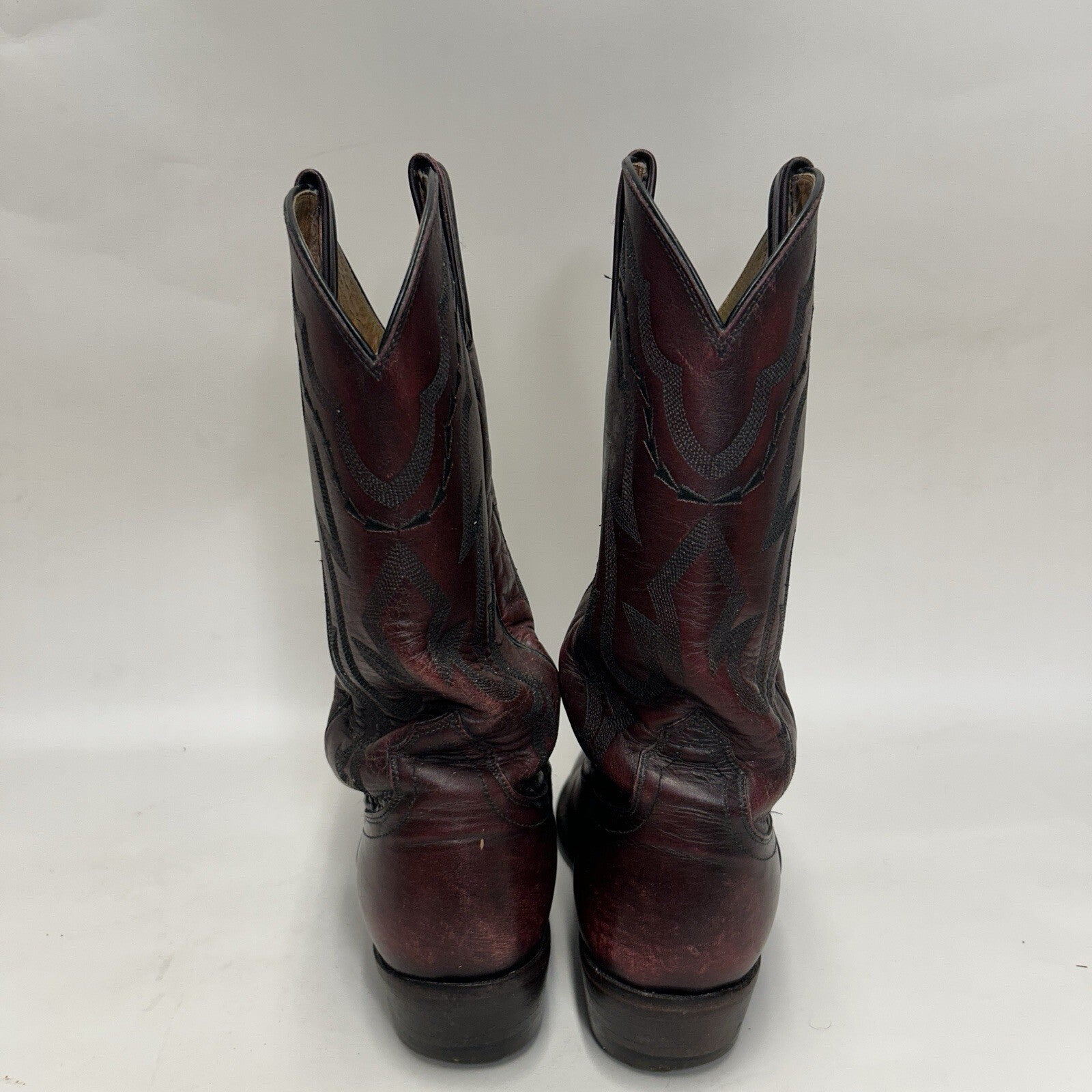 Lucchese 2000 Leather Western Roper Cowboy Boots “Black Cherry” Men’s 9