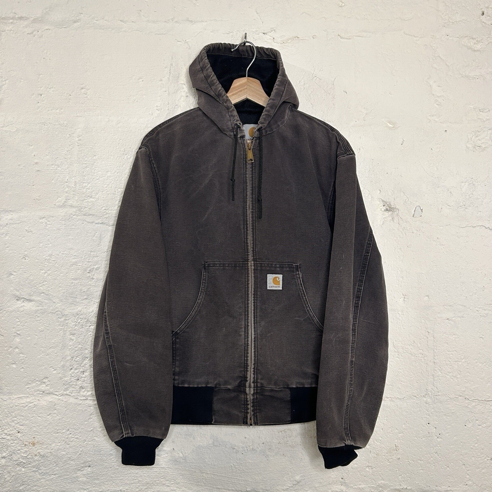 Vintage Faded Carhartt Thermal Hooded Active Jacket “Black” JR105 Men’s Small