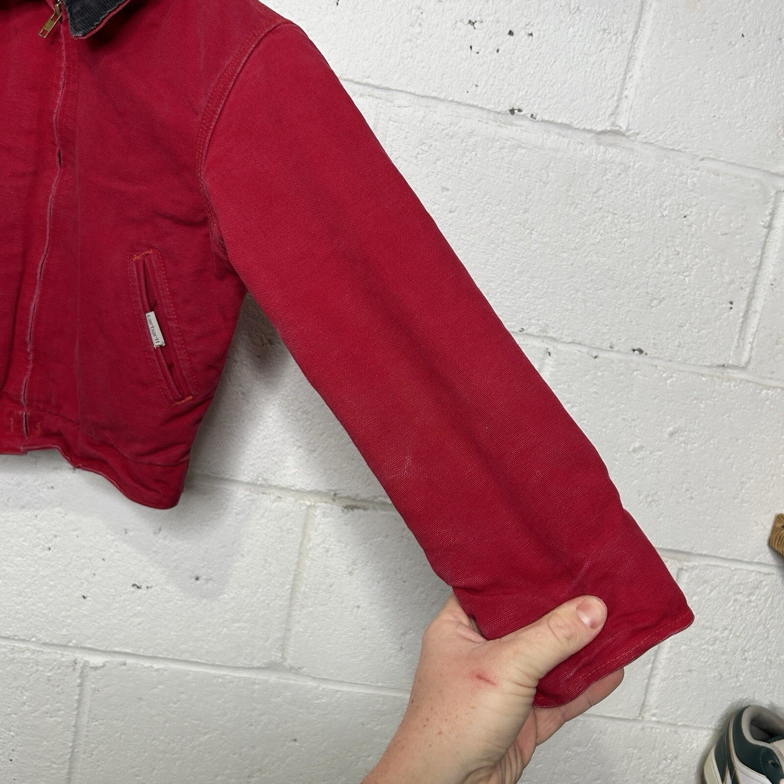 Vintage Carhartt Firm Duck Quilt-Lined Detroit Jacket “Red” JQ600 Youth Medium