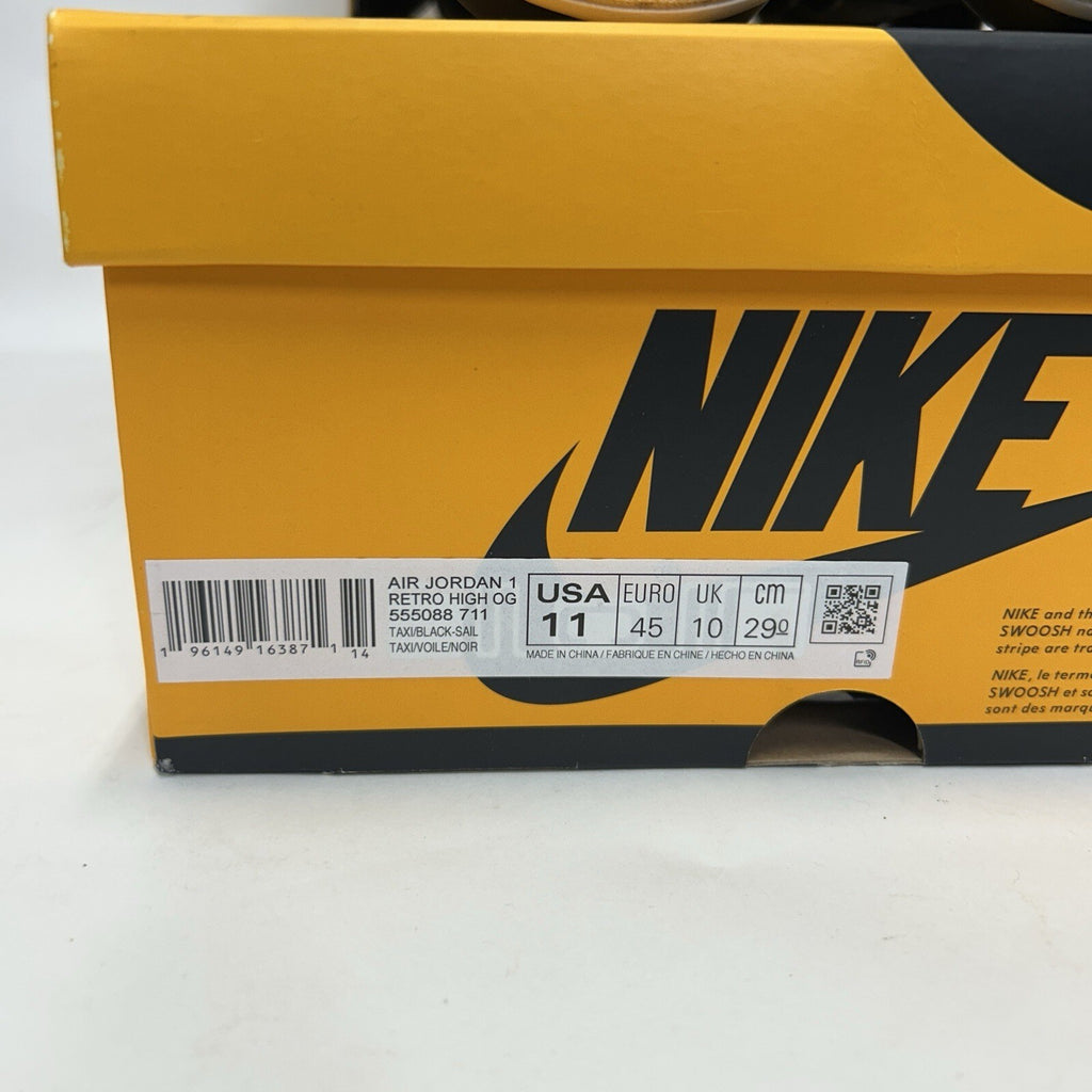 Nike Air Jordan 1 Retro High OG “Taxi/Black-Sail” 555088-711 Men’s 11 Worn