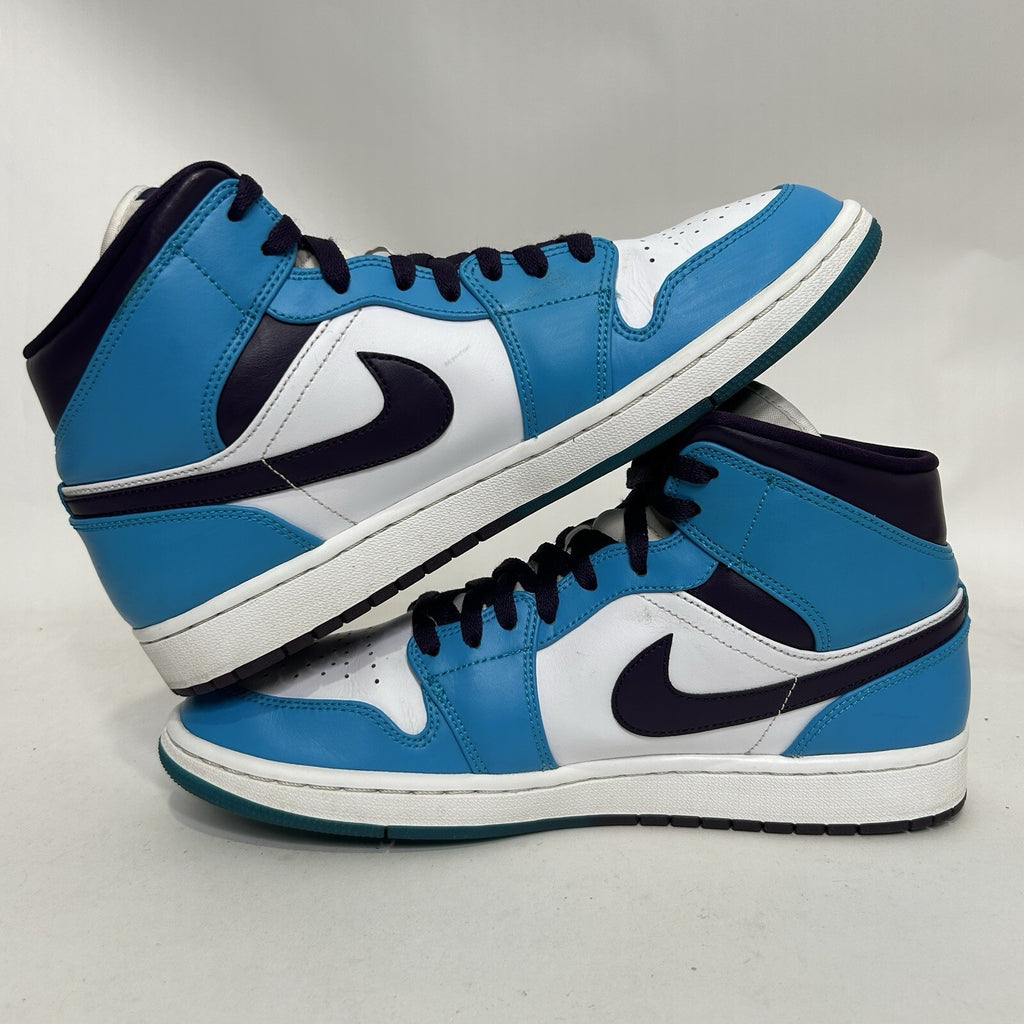 Nike Air Jordan 1 Mid Retro “Hornets/Purple Blue White” (554724-415) Men’s 10.5
