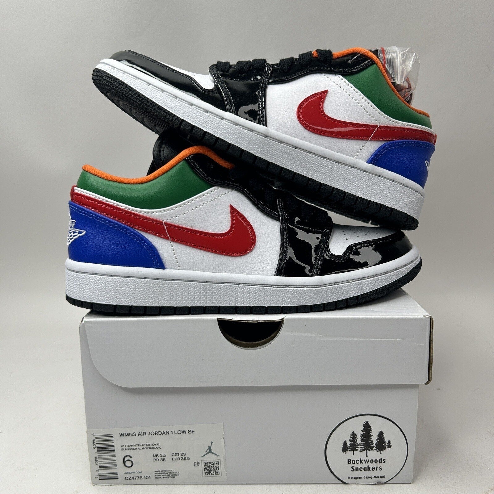 Nike Air Jordan 1 Low SE “Black Toe Multi-Color” CZ4776-101 Women’s 6 New