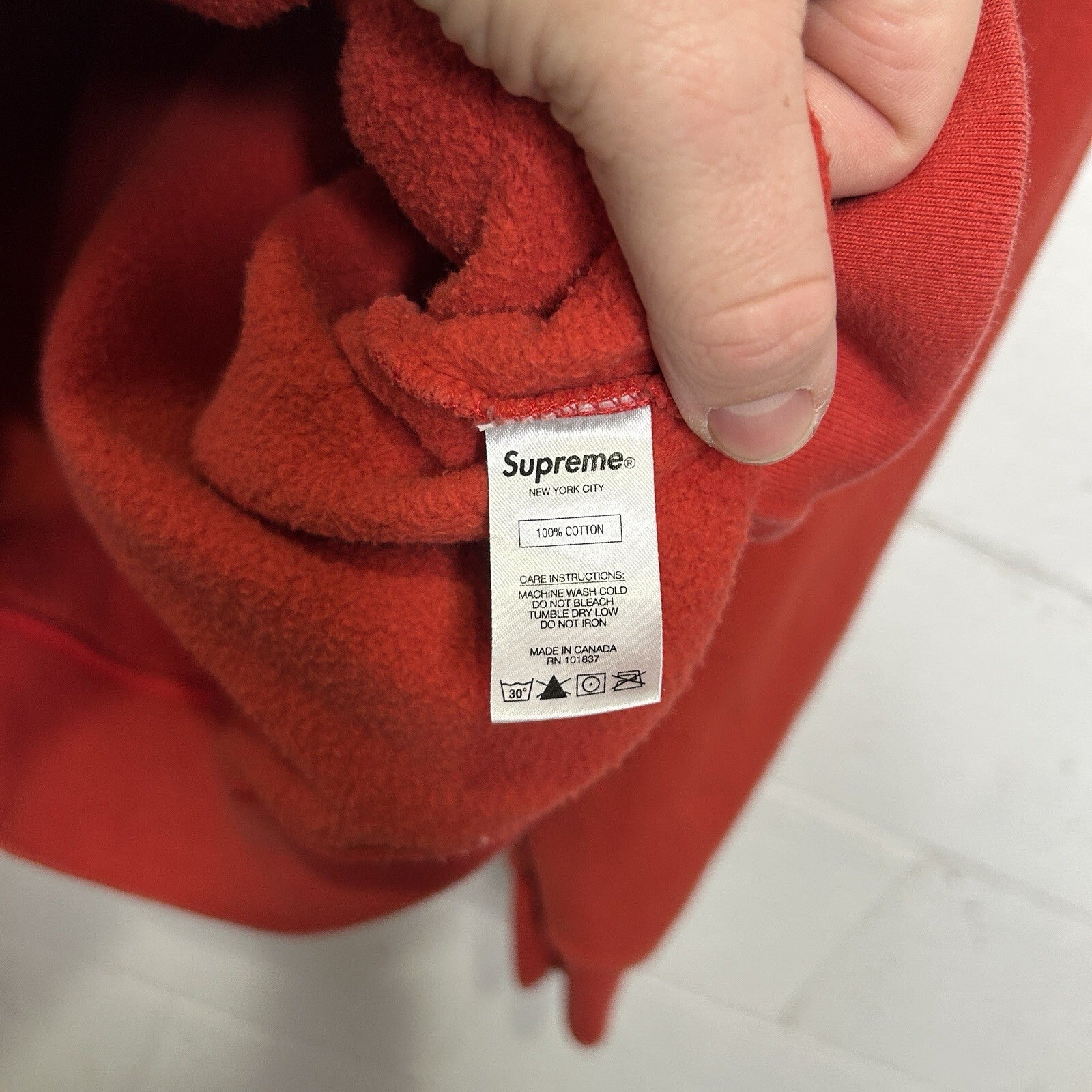 Supreme Don't Care Sweatshirt Pullover Hoodie “Burnt Red” FW21 Men’s Small