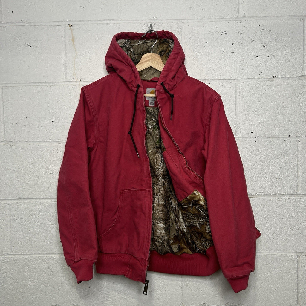 Carhartt Quilted Camo-Lined Hooded Active Jacket “Crabapple” 101732-624 Small