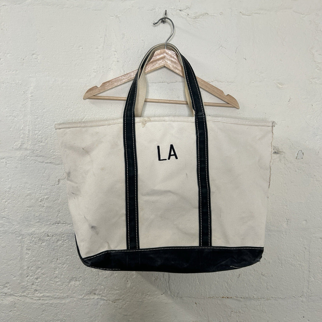Vintage 90s LL Bean Boat and Tote Canvas Large Short Handle “Black White” CA, LA