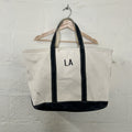Vintage 90s LL Bean Boat and Tote Canvas Large Short Handle “Black White” CA, LA