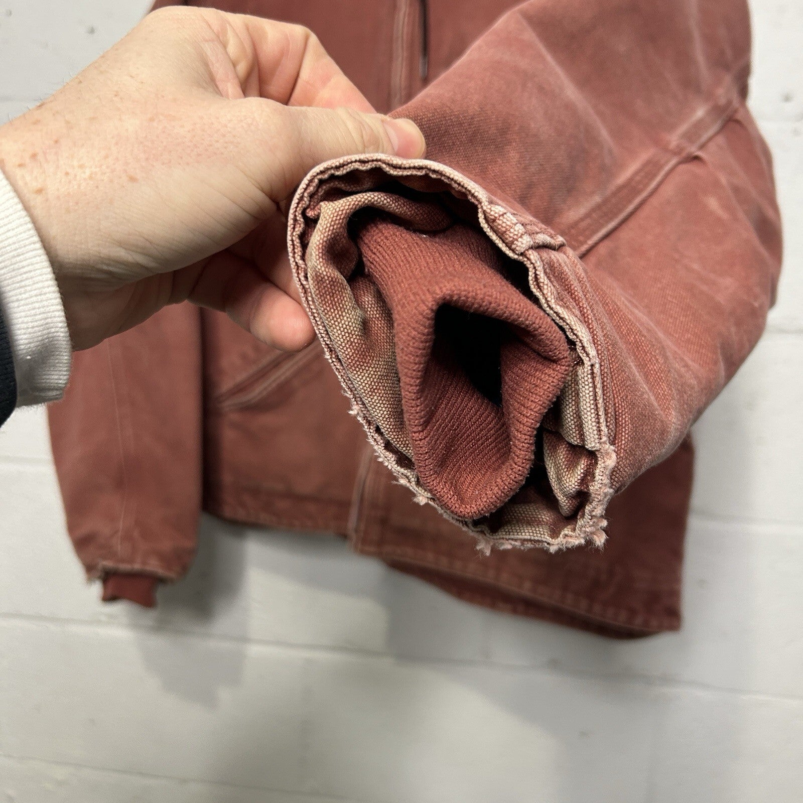 Y2K Carhartt Sherpa Hooded Detroit Jacket “Vintage Rose” WJ141 VRS Women’s XL