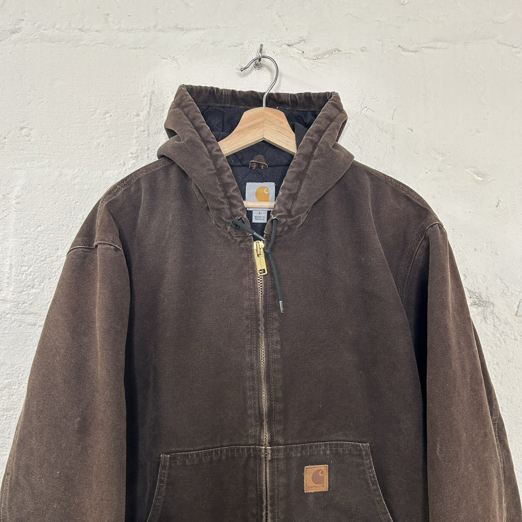 Vintage Faded Carhartt Hooded Active Jacket “Dark Brown” J130 DKB Men’s Large