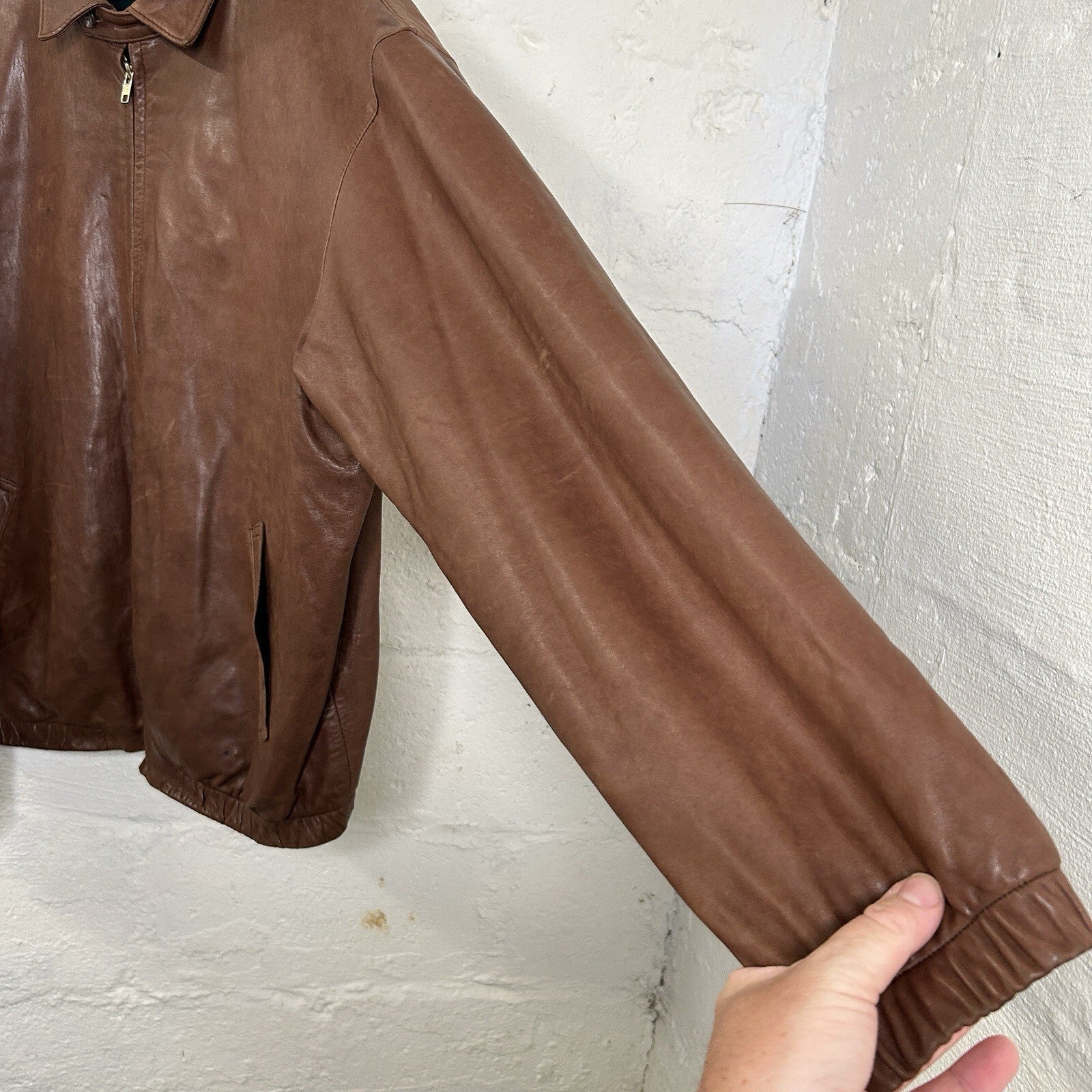 Vintage Polo Ralph Lauren Fleece Leather Harrington Jacket “Brown” Men’s X-Large
