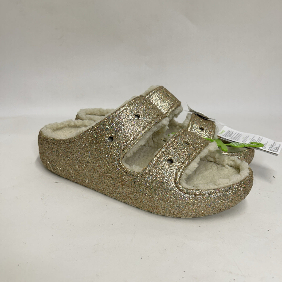 Crocs Classic Cozzzy Glitter Sandal Slide “Gold Beige” 208124-93S Women’s 10 New