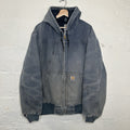 Thrashed Carhartt Quilted Hooded Active Jacket “Storm Blue” J244 STM Men’s XL