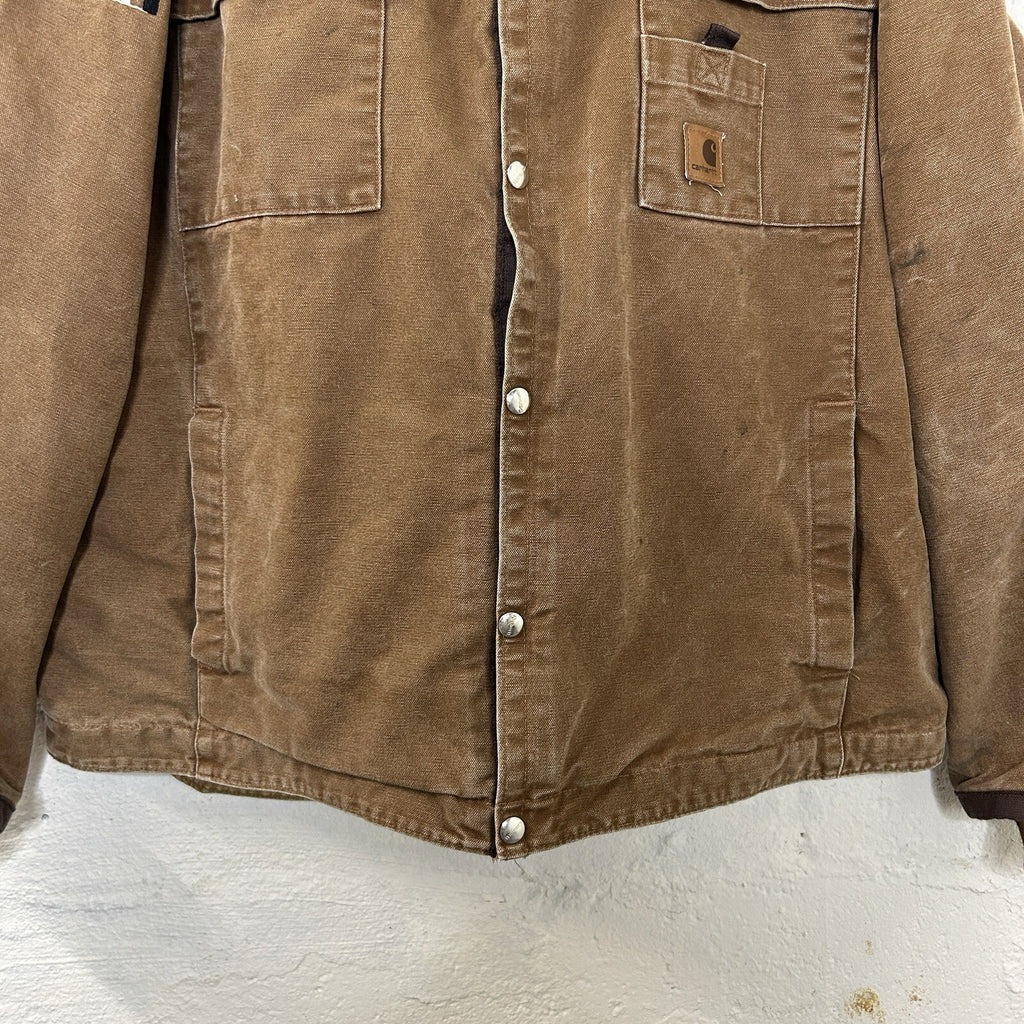 Y2K Carhartt Sherpa-Lined Hooded Multi-Pocket Jacket “Brown” J284 BRN Men’s XL