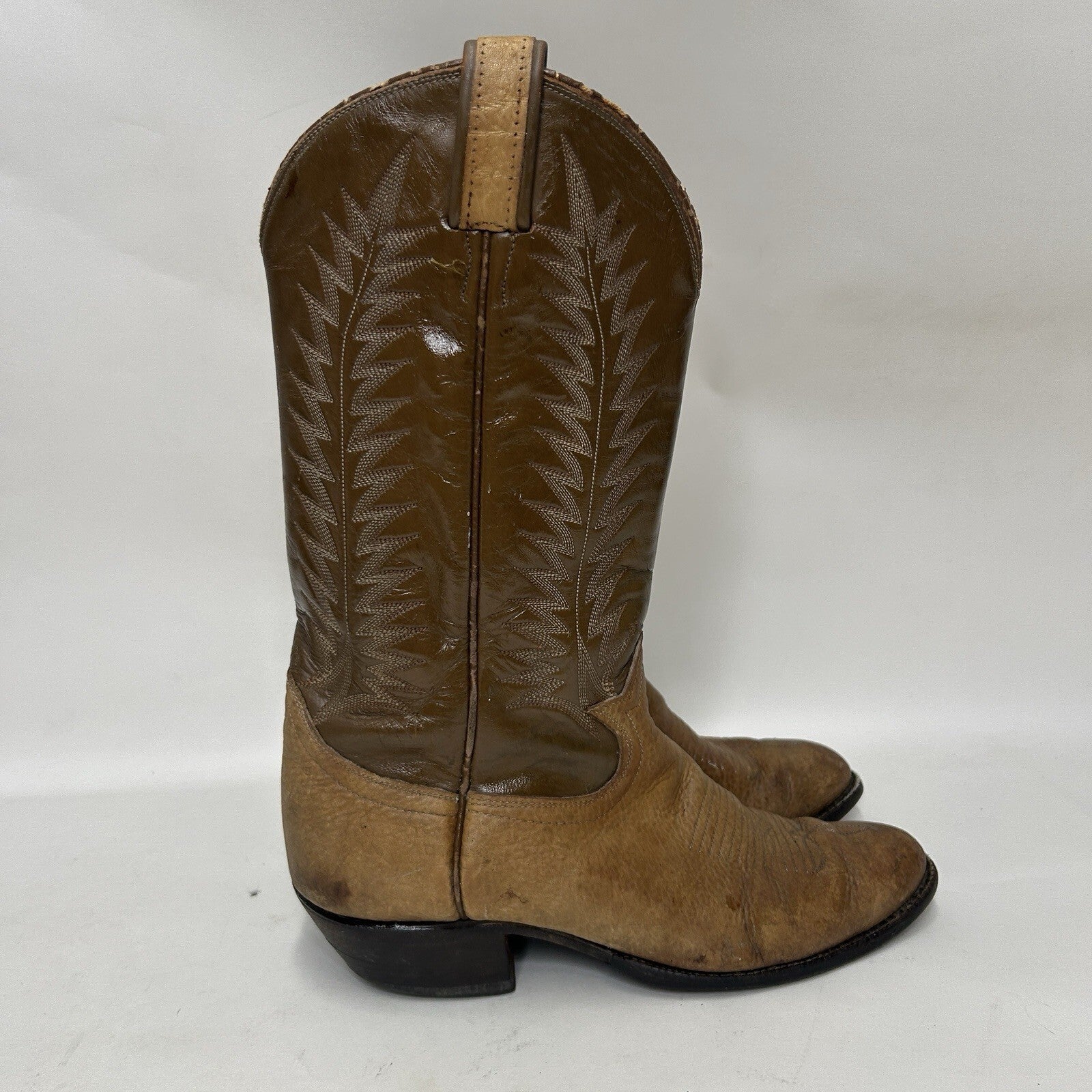 Vintage Tony Lama Two-Tone Western Cowboy Boots Gold Label Bullhide Men’s 8.5D