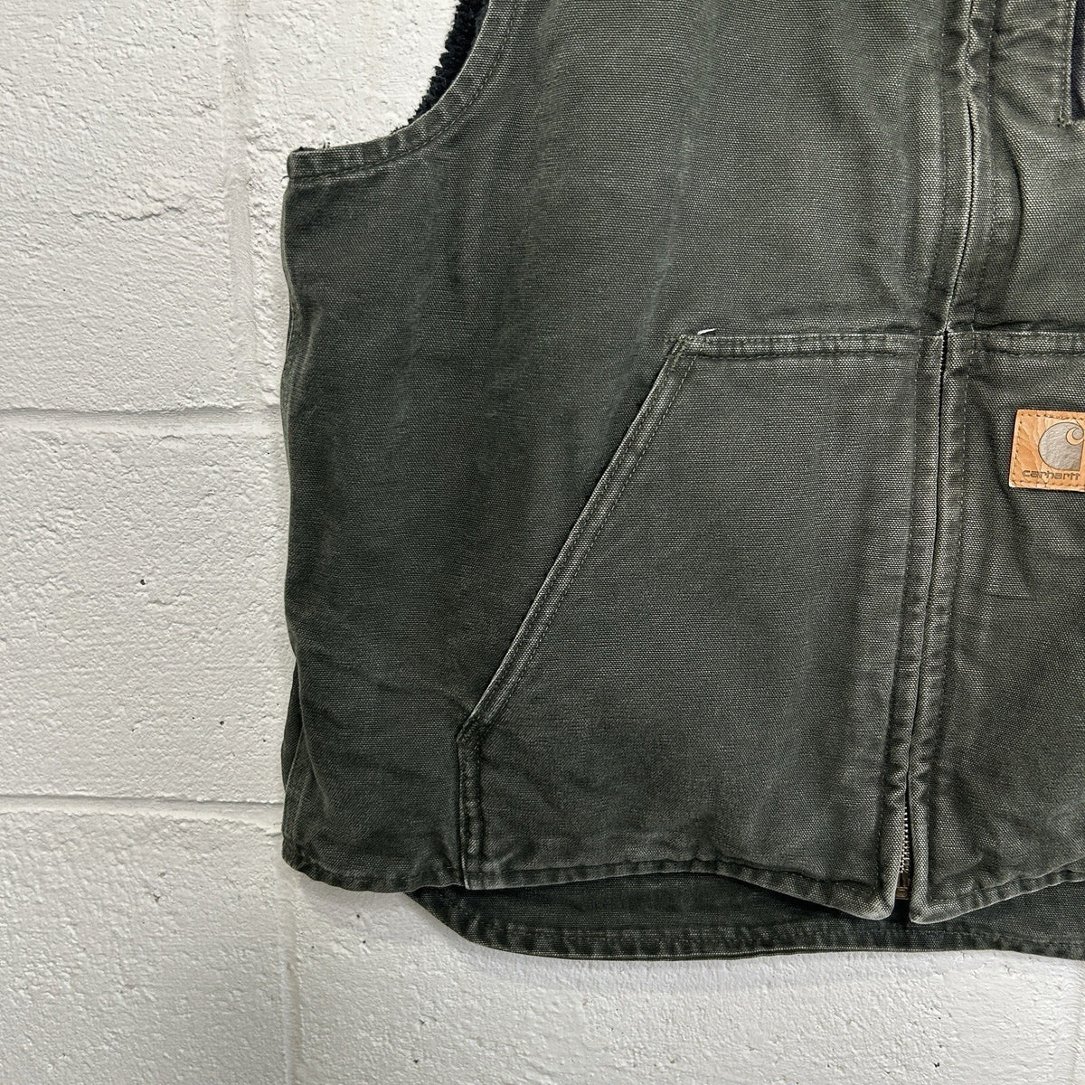 Carhartt Sandstone Sherpa-Lined Mock Neck Vest “Moss Green”
