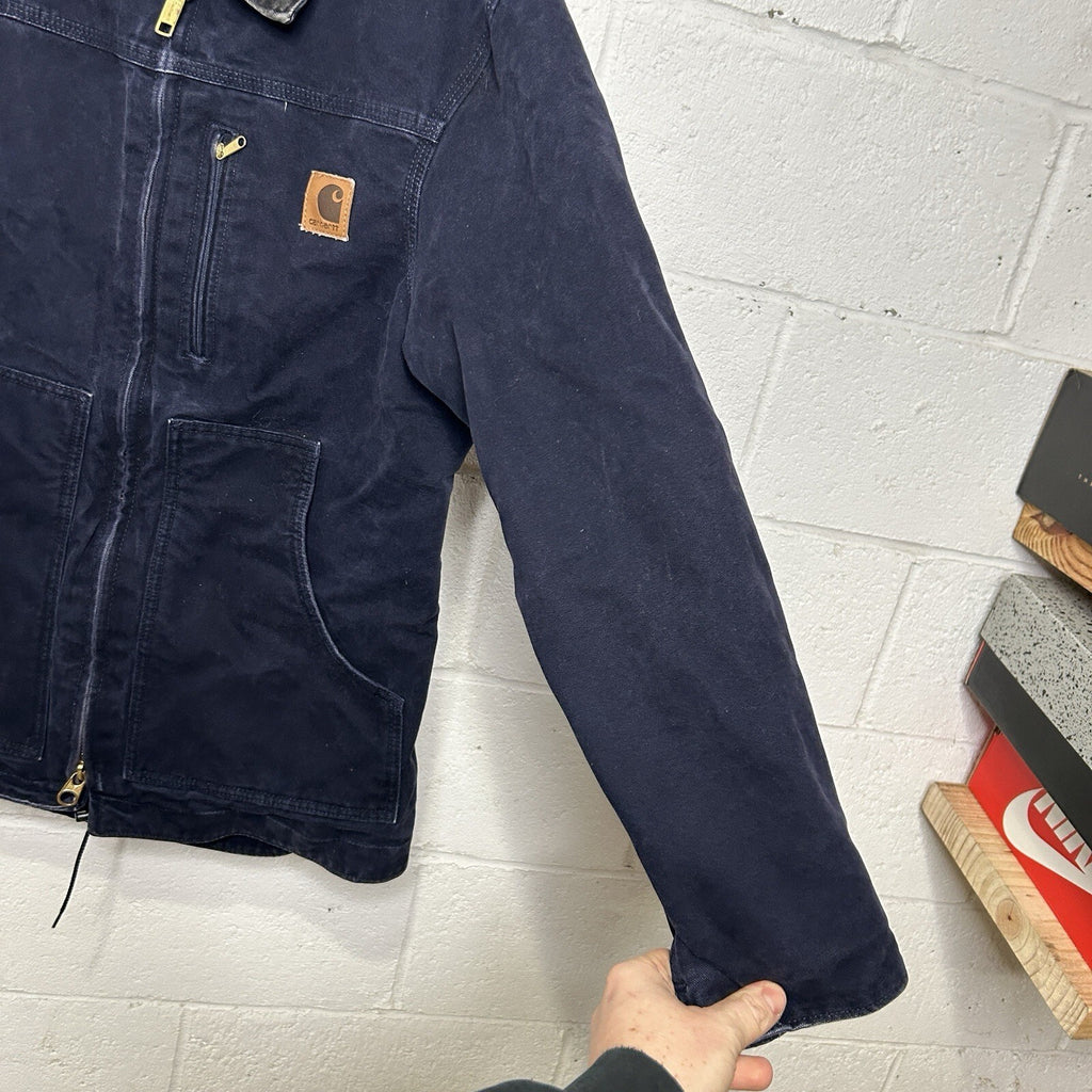 Y2K Carhartt Sandstone Sherpa-Lined Ridge Coat “Midnight Blue” C61 MDT Men’s S