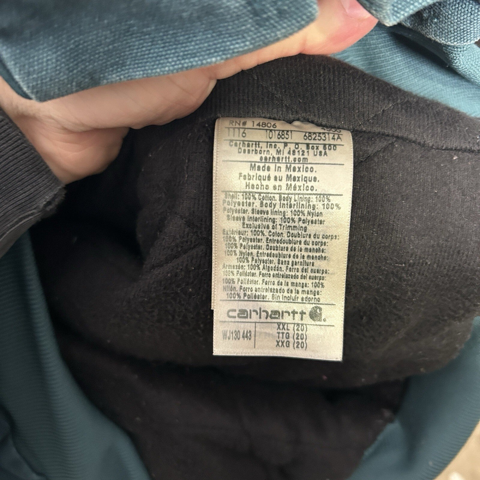 Y2K Carhartt Quilted Hooded Active Jacket “Dark Teal” WJ130-443 Women’s 2XL