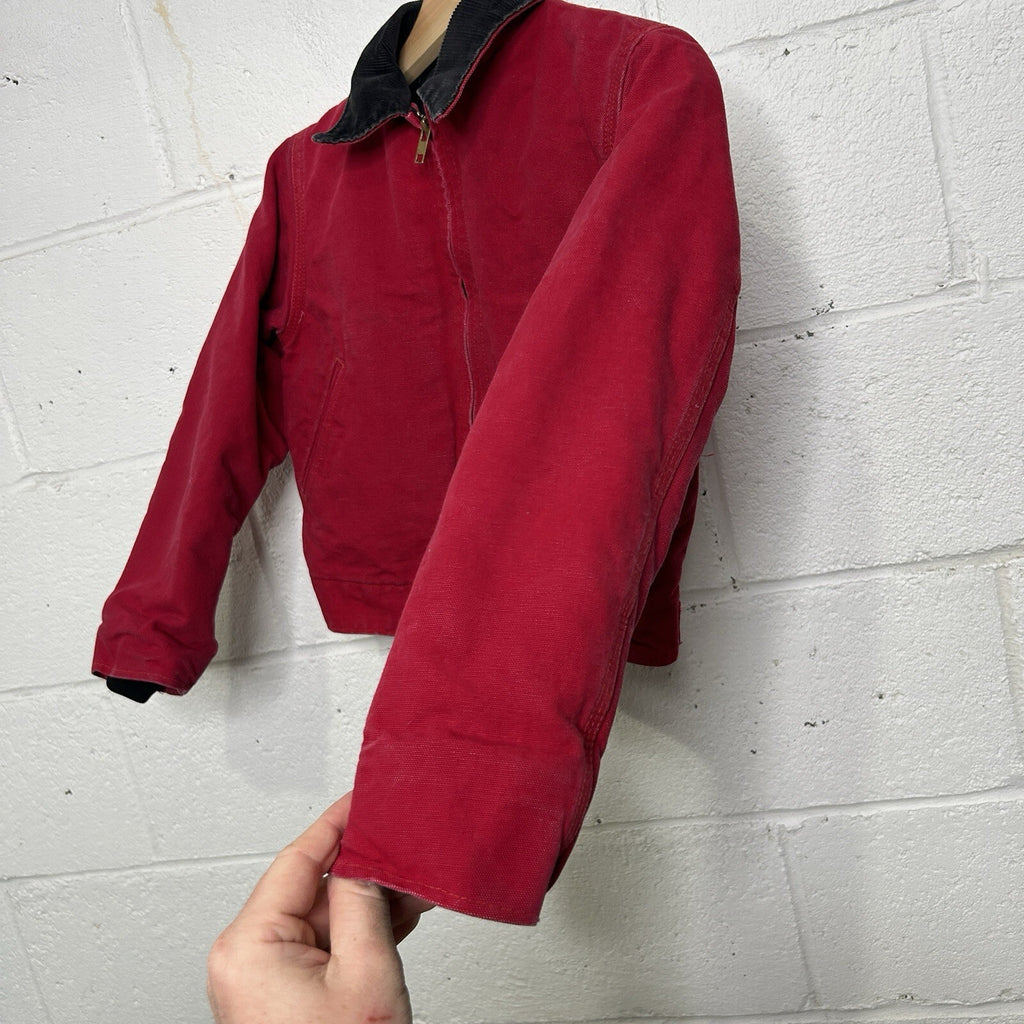 Vintage Carhartt Firm Duck Quilt-Lined Detroit Jacket “Red” JQ600 Youth Medium