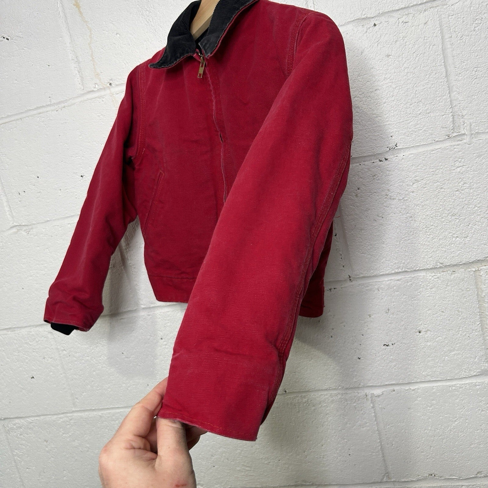 Vintage Carhartt Firm Duck Quilt-Lined Detroit Jacket “Red” JQ600 Youth Medium