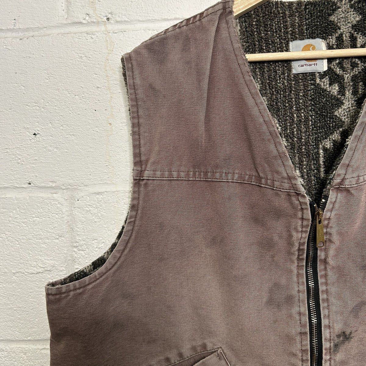 Vintage Carhartt Tundra Aztec Pile Lining Vest “Mocha Dark” VP173 Men’s X-Large