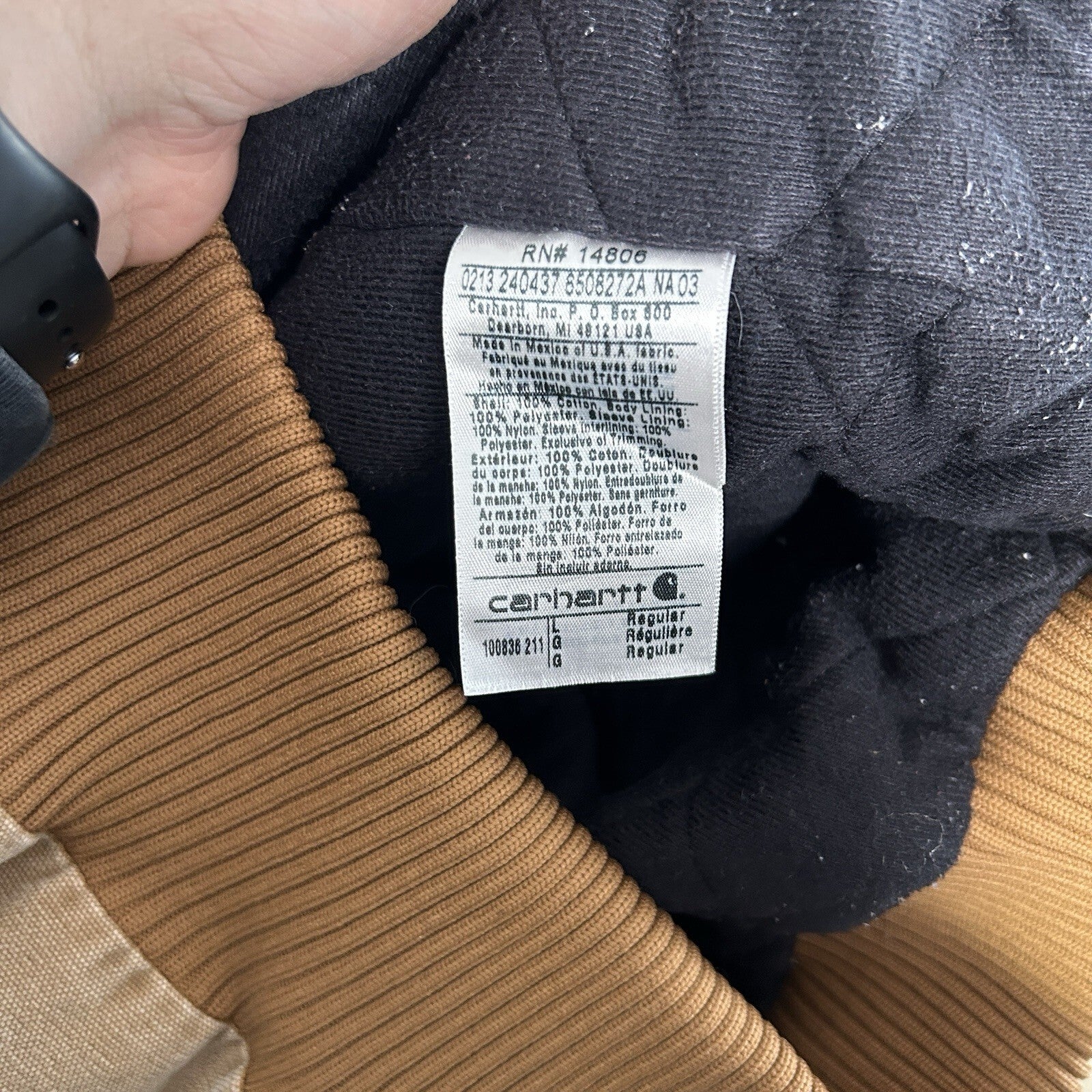 NCAA X Carhartt Quilted Active Jacket “Brown” WVU/Mountaineers 100836-211 Large