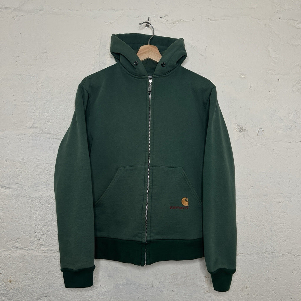 Vintage Faded Carhartt Thermal-Lined Zip Hoodie “Forest Green” 868 Men’s Small